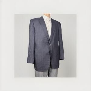 Tom Ford Navy Guncheck Plaid Sport Jacket Wool Silk Linen Men’s IT 58/US 48 EUC